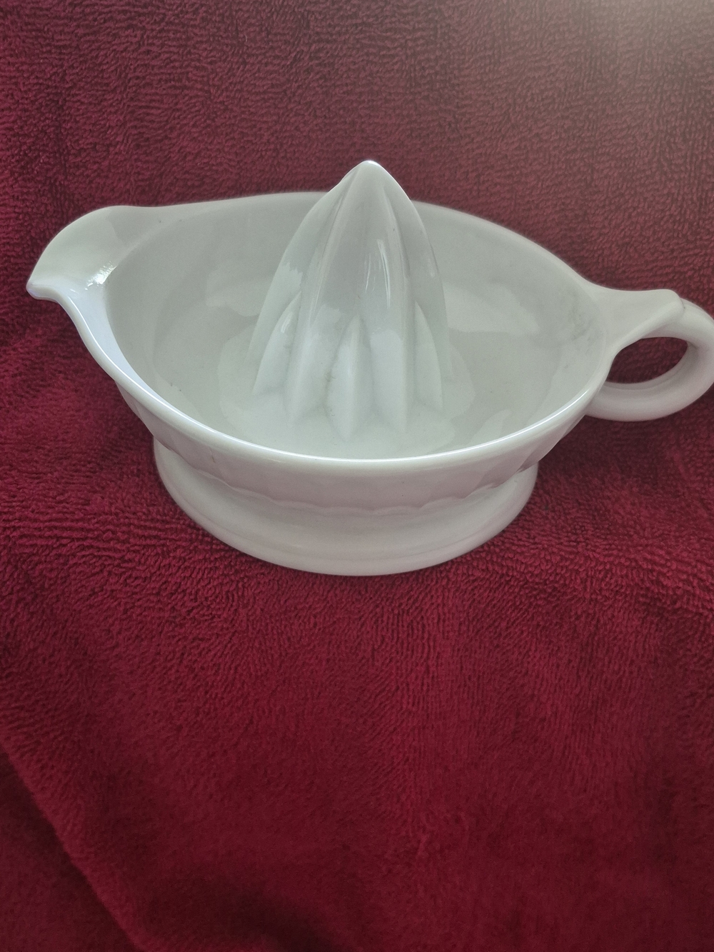 White Milk Glass Citrus Juicer with Pour Spout and Handle